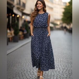 VTG Women’s Sleeveless Rayon Dress w/side pockets & belt